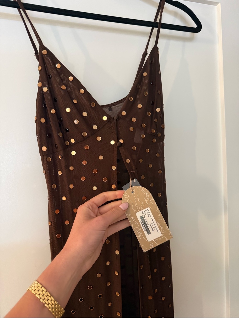 Meshki Brown Rhinestone Top - Picture 4 of 6